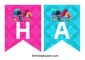 Free Printable Trolls birthday banner templates