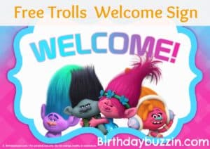 Free printable Trolls welcome sign