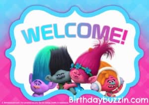 Trolls birthday party decorations - welcome sign