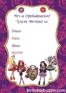 Ever After High birthday invitations