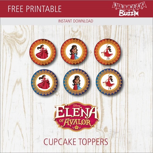 Free Printable Elena of Avalor Cupcake Toppers