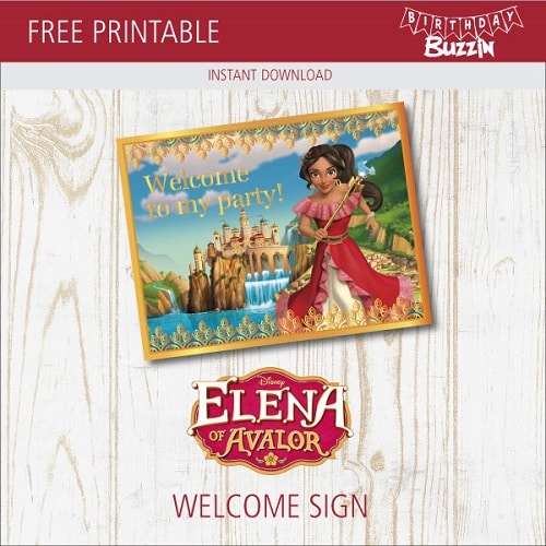 Free printable Elena of Avalor Welcome Sign