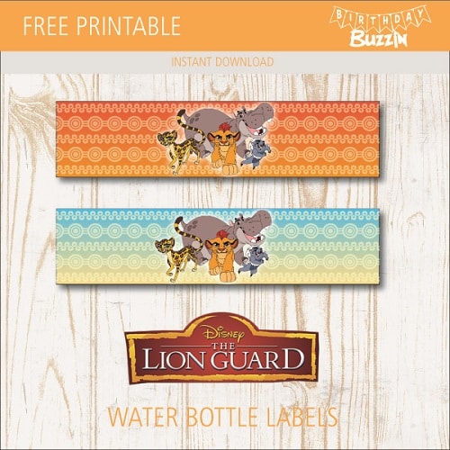 Free printable Lion Guard Water bottle labels