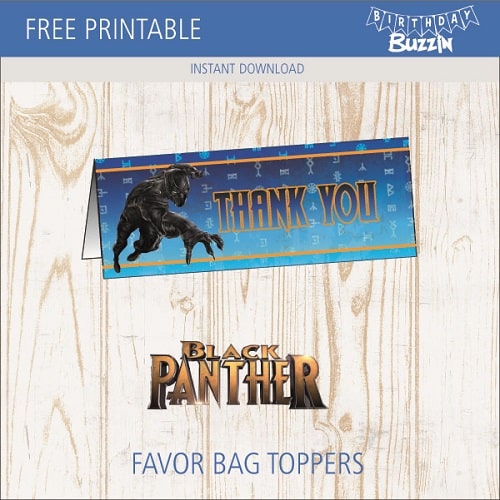 Free printable Black Panther Favor Bag Toppers