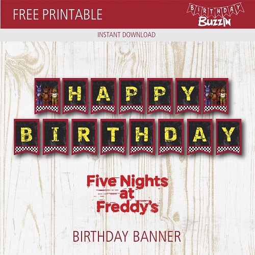 Free Printable Five nights at Freddy's birthday banner