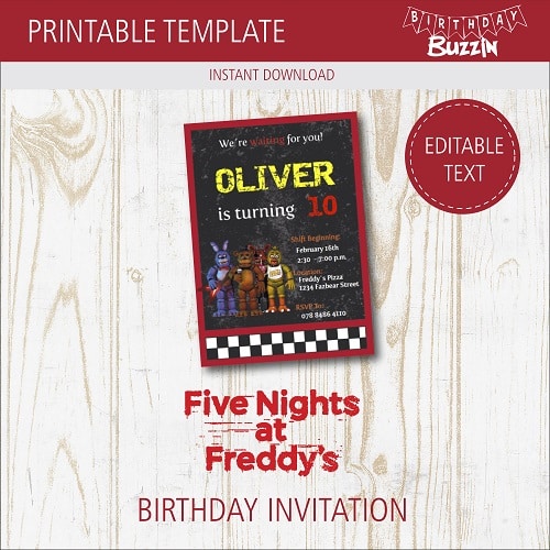 Five Nights at Freddy's Birthday Invitation 