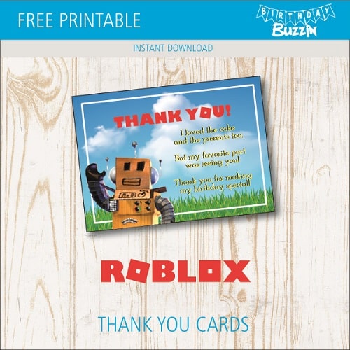 Free Printable Roblox Thank You Cards Birthday Buzzin - roblox cards free