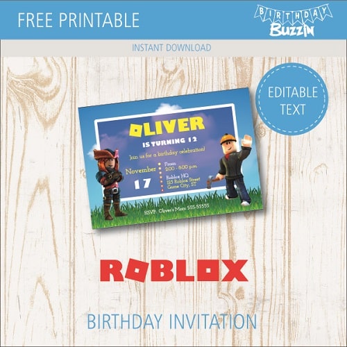 Free Printable Roblox Birthday Invitations Birthday Buzzin - 