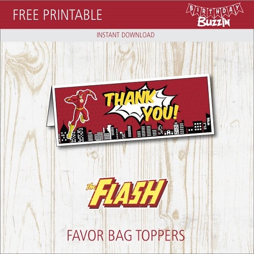 Free Printable The Flash Favor Bag Toppers