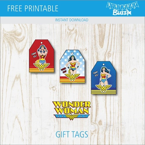 Free Printable Wonder Woman Favor tags