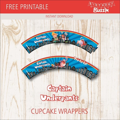 Free Printable Captain Underpants Cupcake Wrappers