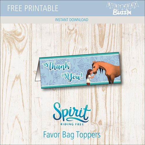 Free Printable Spirit Riding Free Favor Bag toppers