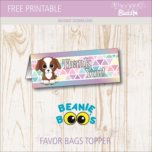 Free Printable Beanie Boo Favor Bag Toppers | Birthday Buzzin