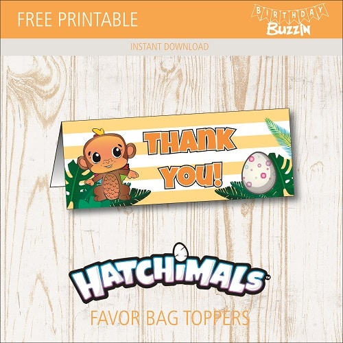 Free printable Hatchimals Favor Bag Toppers