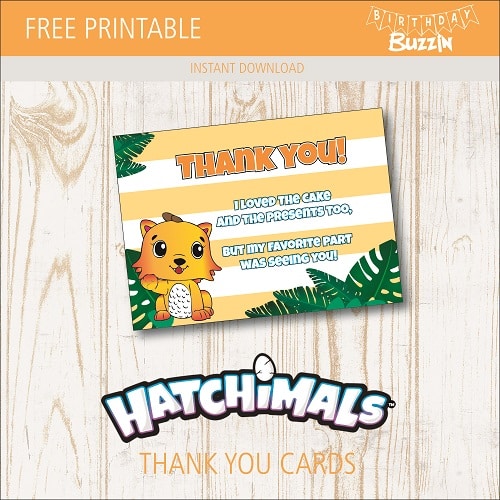 Free printable Hatchimals Thank You Cards