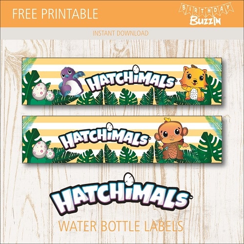 Free printable Hatchimals Water bottle labels