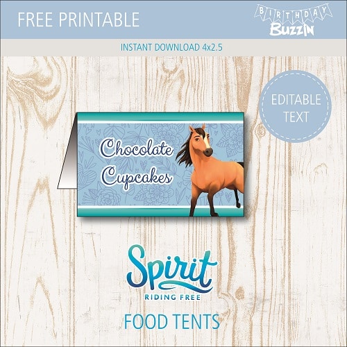 Free printable Spirit Riding Free Food Tents