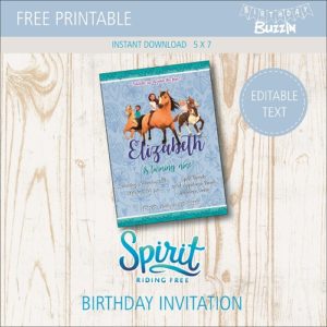 Free printable Spirit Riding Free birthday party invitations