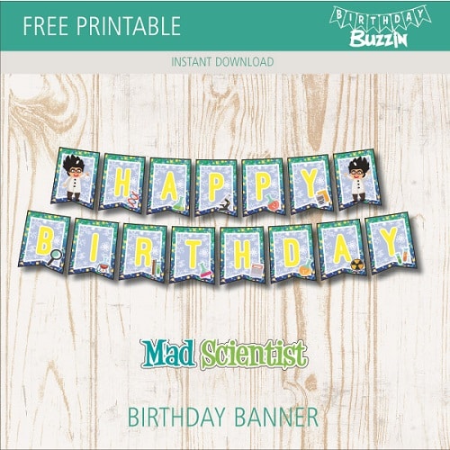 Free Printable Mad Scientist Birthday Banner