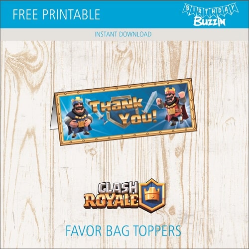 Free printable Clash Royale Favor Bag Toppers