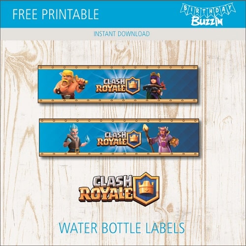 Free printable Clash Royale Water Bottle Labels