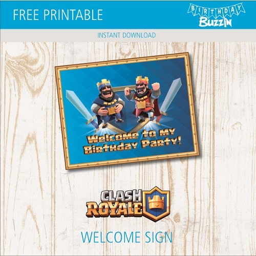 Free printable Clash Royale Welcome Sign