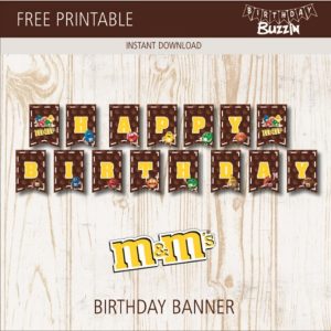 Free printable M&M Birthday Banner