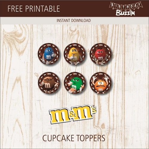 Free Printable M&M Cupcake Toppers