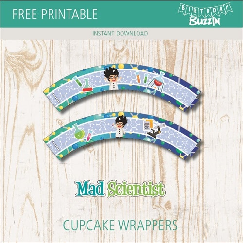 Free printable Mad Scientist Cupcake Wrappers