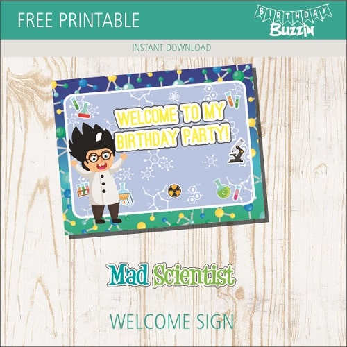 Free printable Mad Scientist Welcome Sign