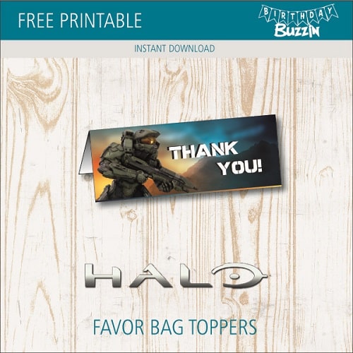 free printable Halo Favor Bag Topper