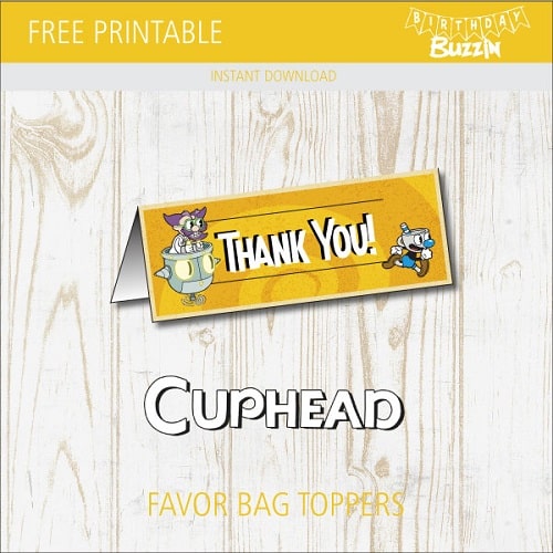 Free Printable Cuphead Favor Bag Toppers