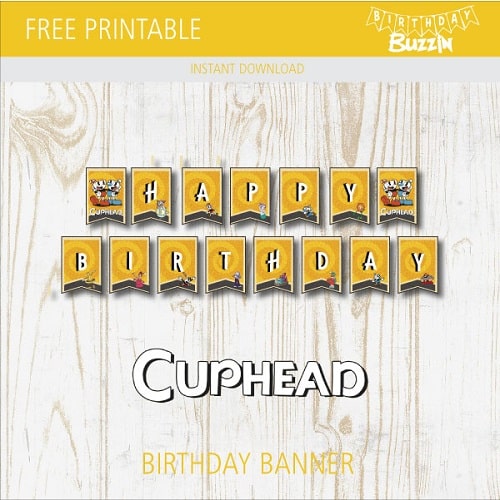 Free printable Cuphead Birthday Banner