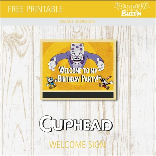 Free printable Cuphead Welcome Sign