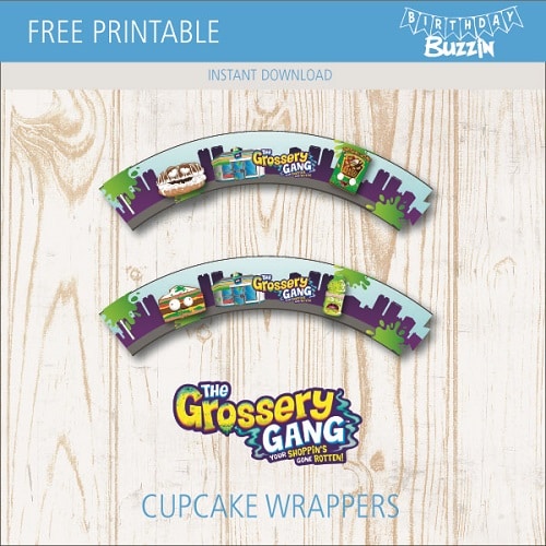 Free printable Grossery Gang Cupcake Wrappers