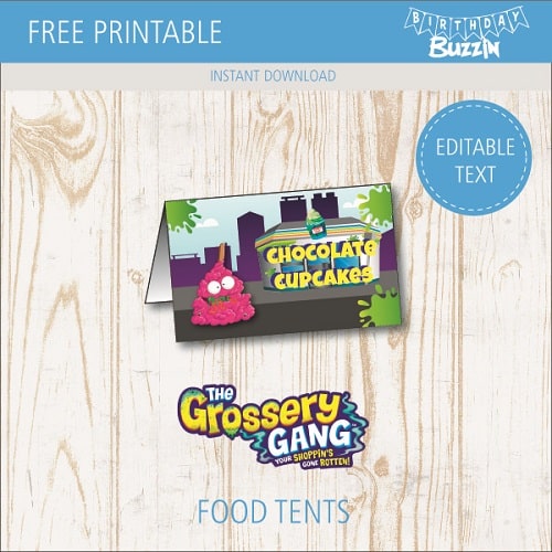 Free printable Grossery Gang Food tents