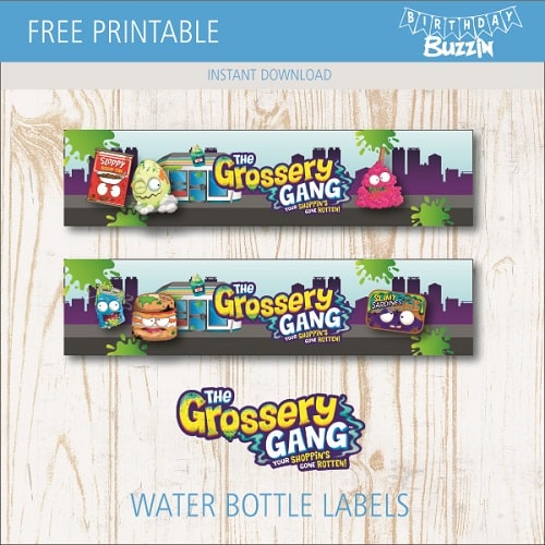 Free printable Grossery Gang Water bottle labels