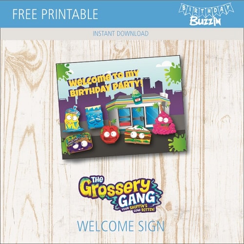 Free printable Grossery Gang Welcome Sign