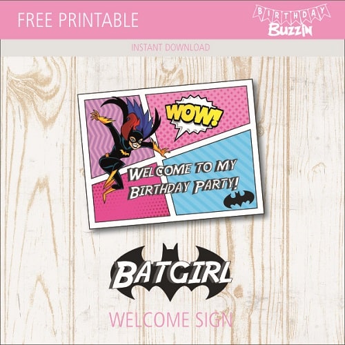 Free Printable Batgirl Welcome Sign