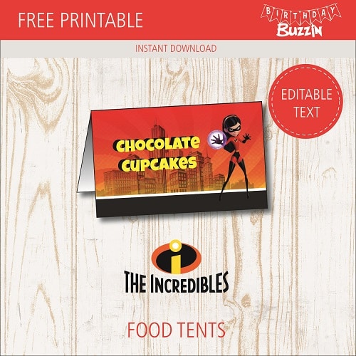 Free Printable Incredibles 2 Food tents