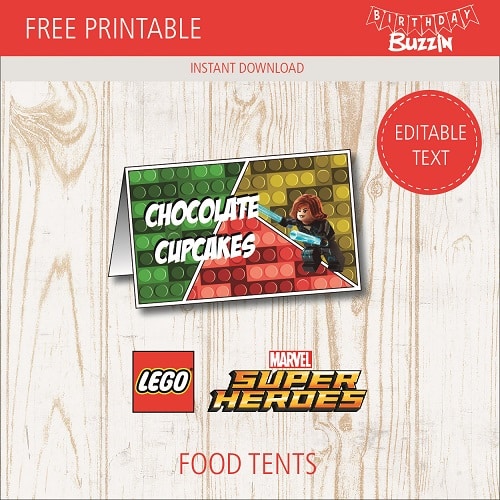 Free Printable Lego Marvel Superheroes Food tents