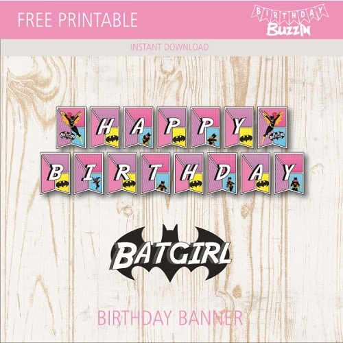 Free printable Batgirl Birthday Banner