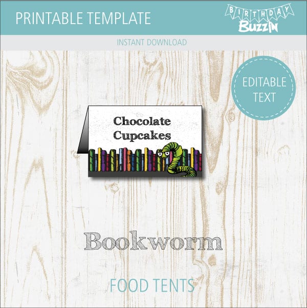 Printable Bookworm Food tents