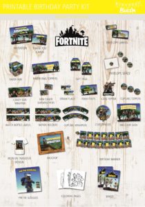 Fornite birthday party printables - Kit