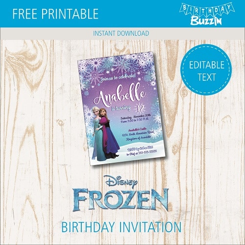 free frozen printable invitations