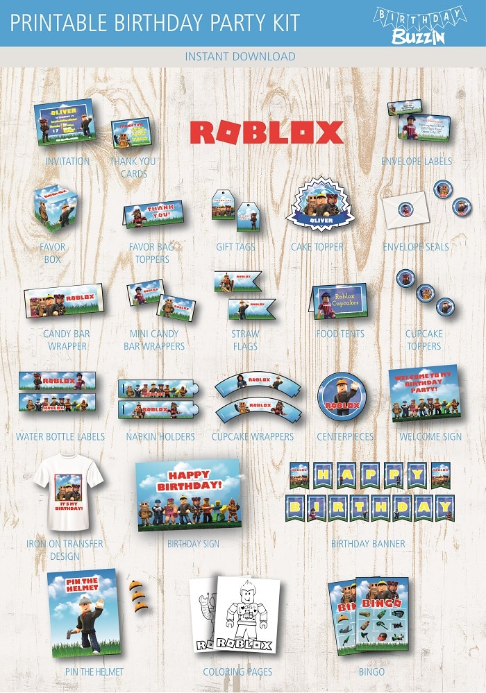 Roblox Birthday Party Printable Kit Birthday Buzzin - roblox bingo game
