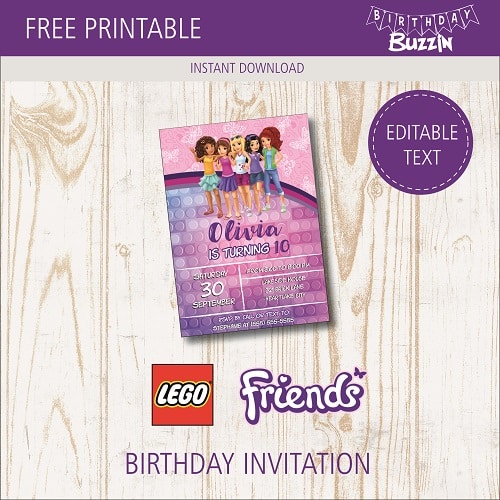 Lego Friends Birthday Party Invitations | Birthday Buzzin