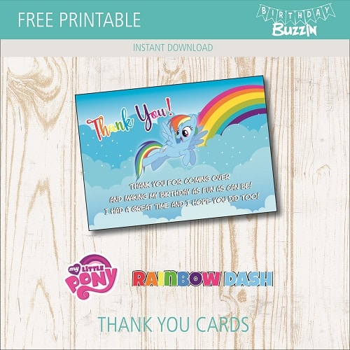 free printable rainbow dash thank you cards birthday buzzin