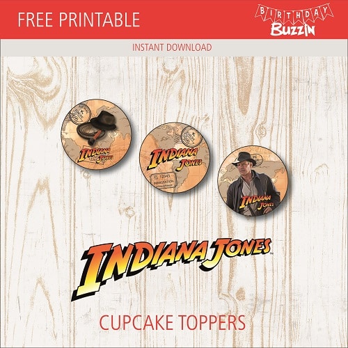Free printable Indiana Jones Cupcake Toppers