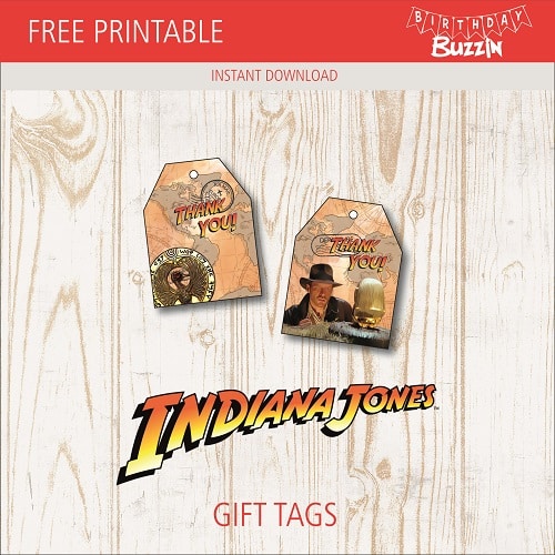 Free printable Indiana Jones Favor Tags